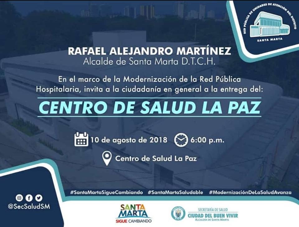 Alcalde Rafael Martínez entregará nuevo centro de salud de La Paz