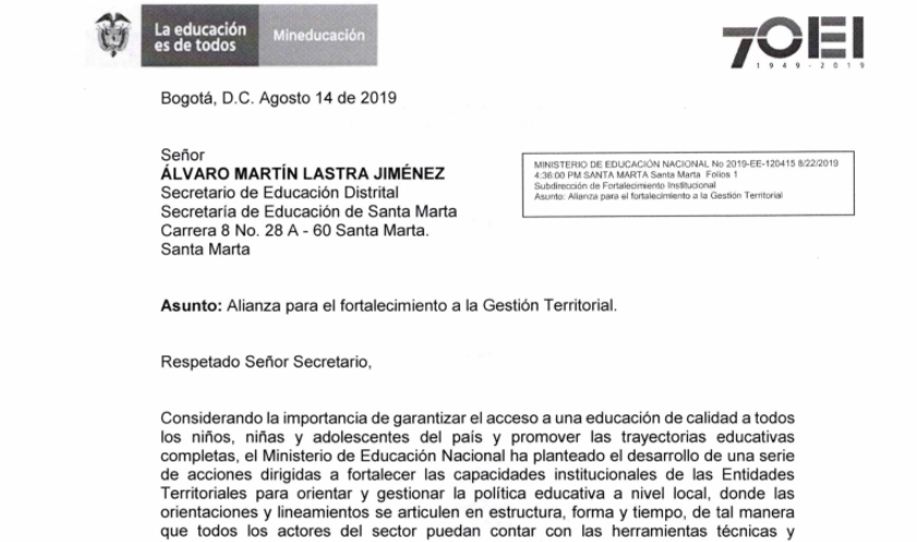 Alcaldía del Cambio y Ministerio de Educación realizan alianza para  fortalecer la gestión territorial