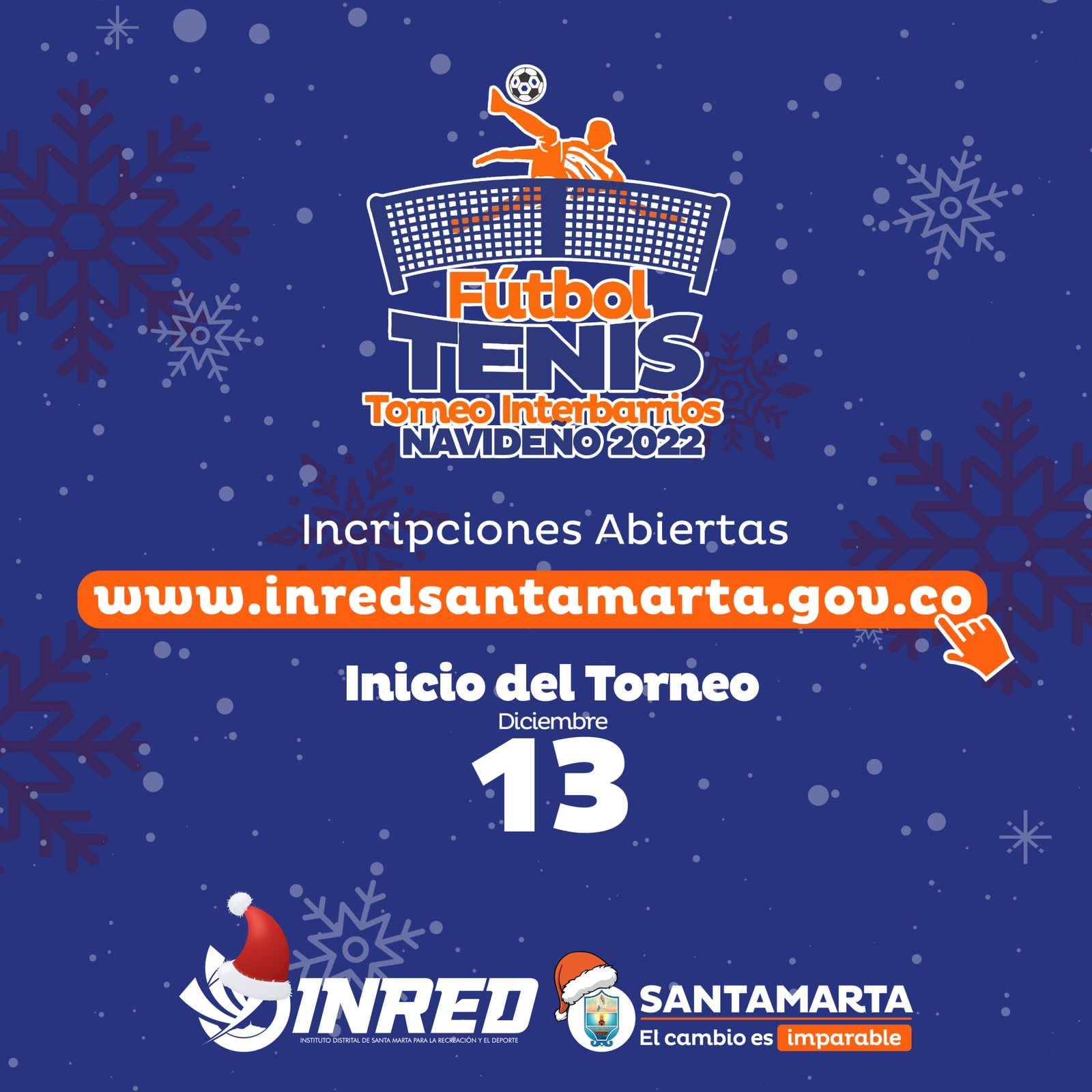 Alcaldía Distrital de Santa Marta invita a participar en el III Torneo Interbarrios Navideño 2022 de Fútbol Tenis