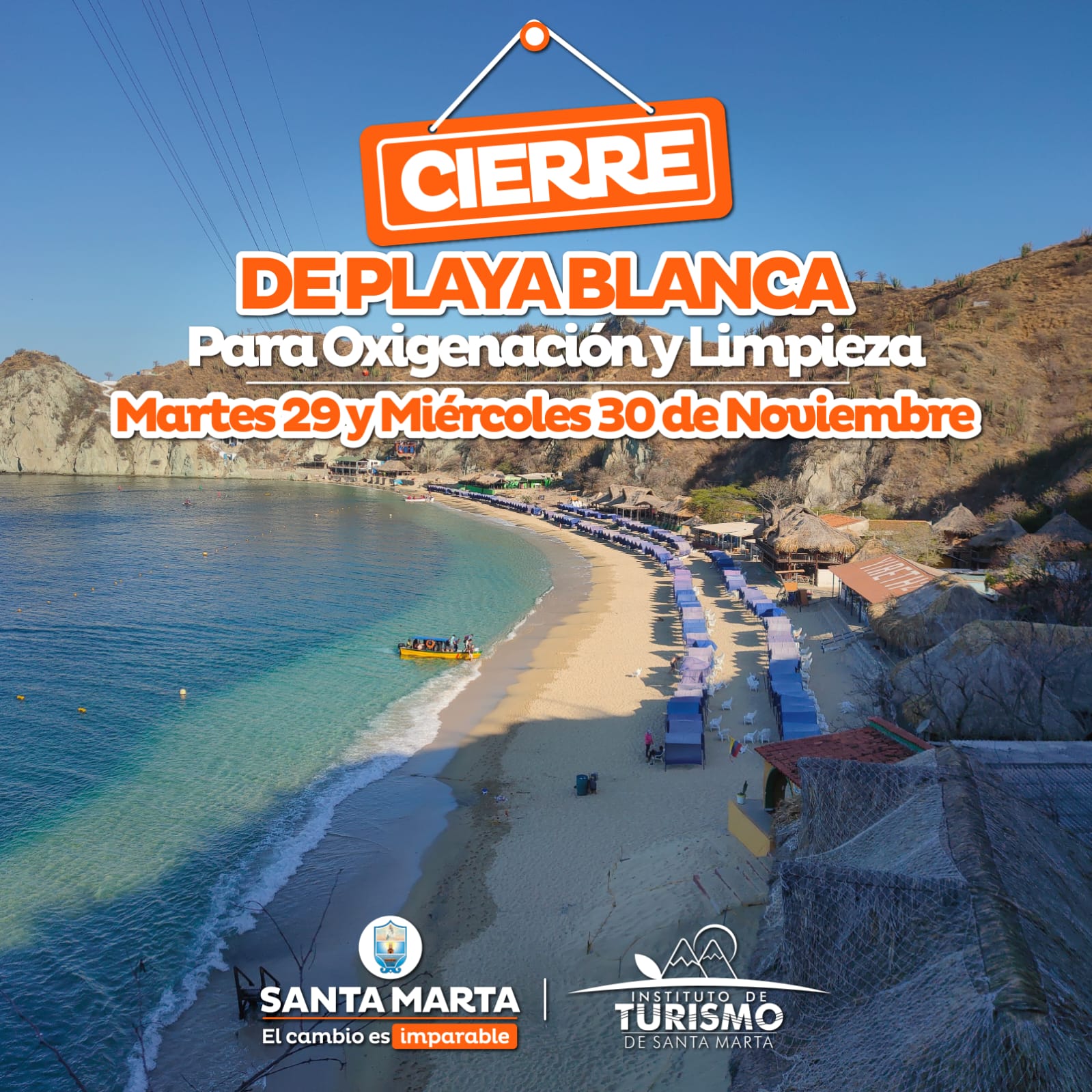 Playa Blanca tendrá cierre temporal este 29 y 30 de noviembre por oxigenación y limpieza