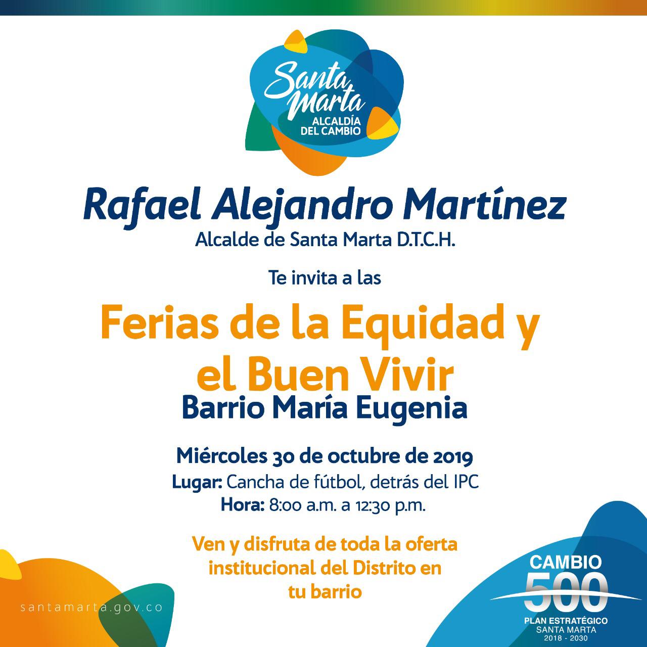 Barrio María Eugenia recibirá Feria de la ‘Equidad y el Buen Vivir’ Barrio María Eugenia recibirá Feria de la ‘Equidad y el Buen Vivir’
