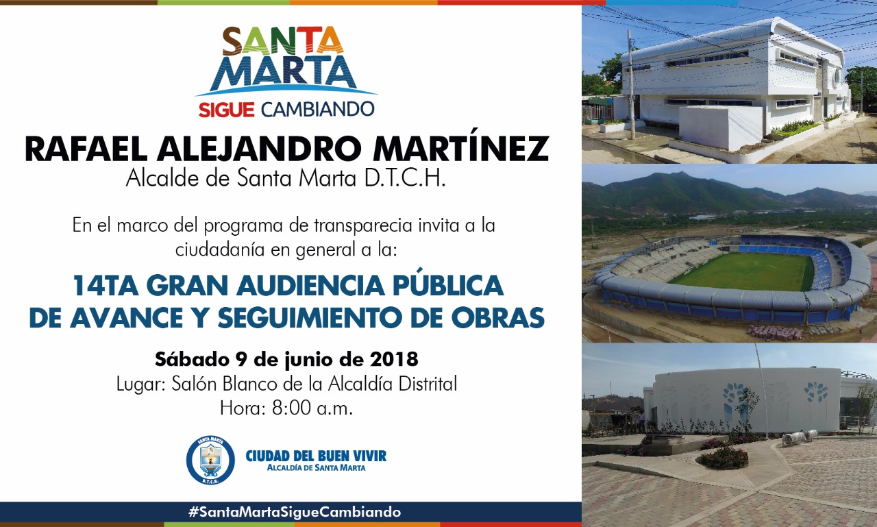 Este sábado se realiza nueva audiencia de avance de obras en el Distrito