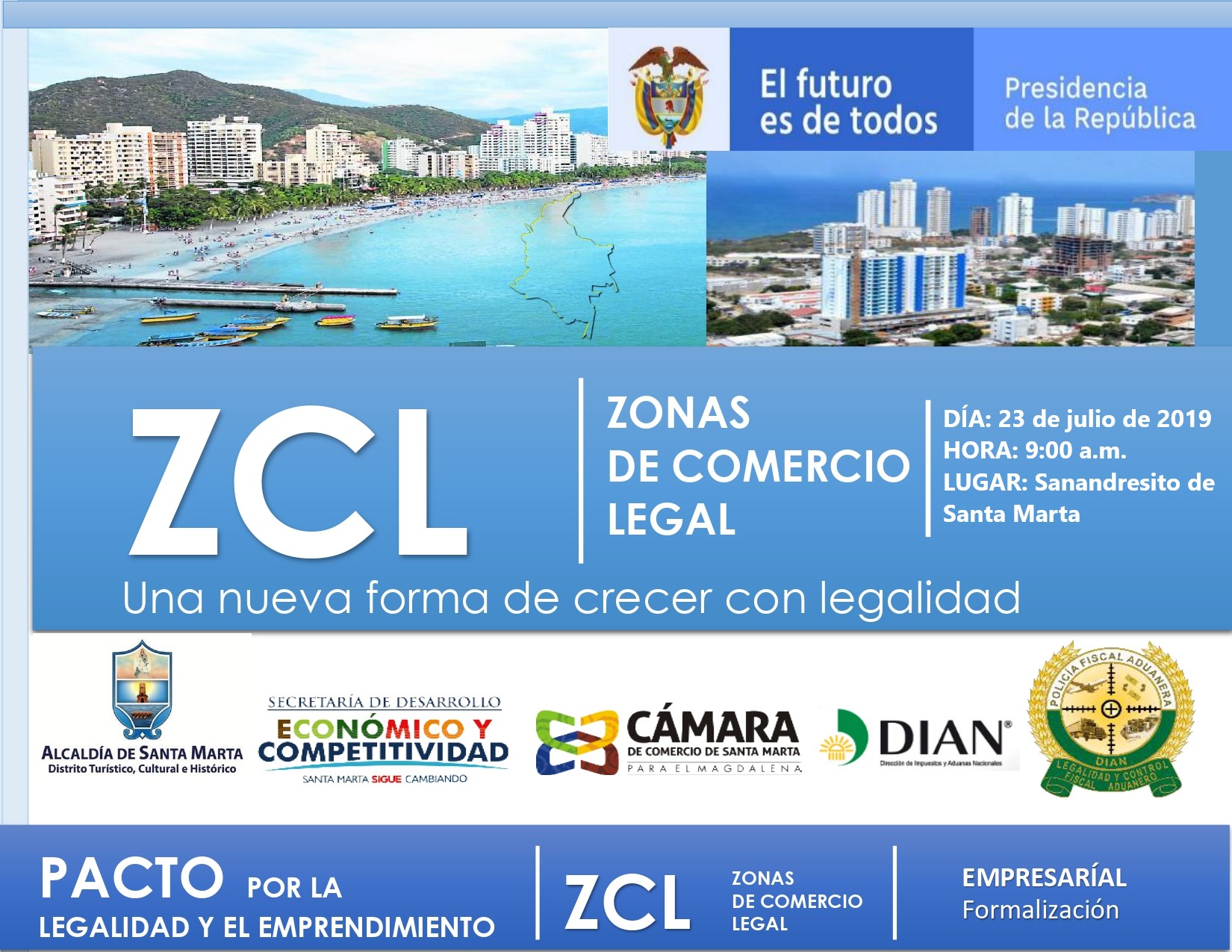 Invitación lanzamiento del programa 'Zonas de Comercio Legal'