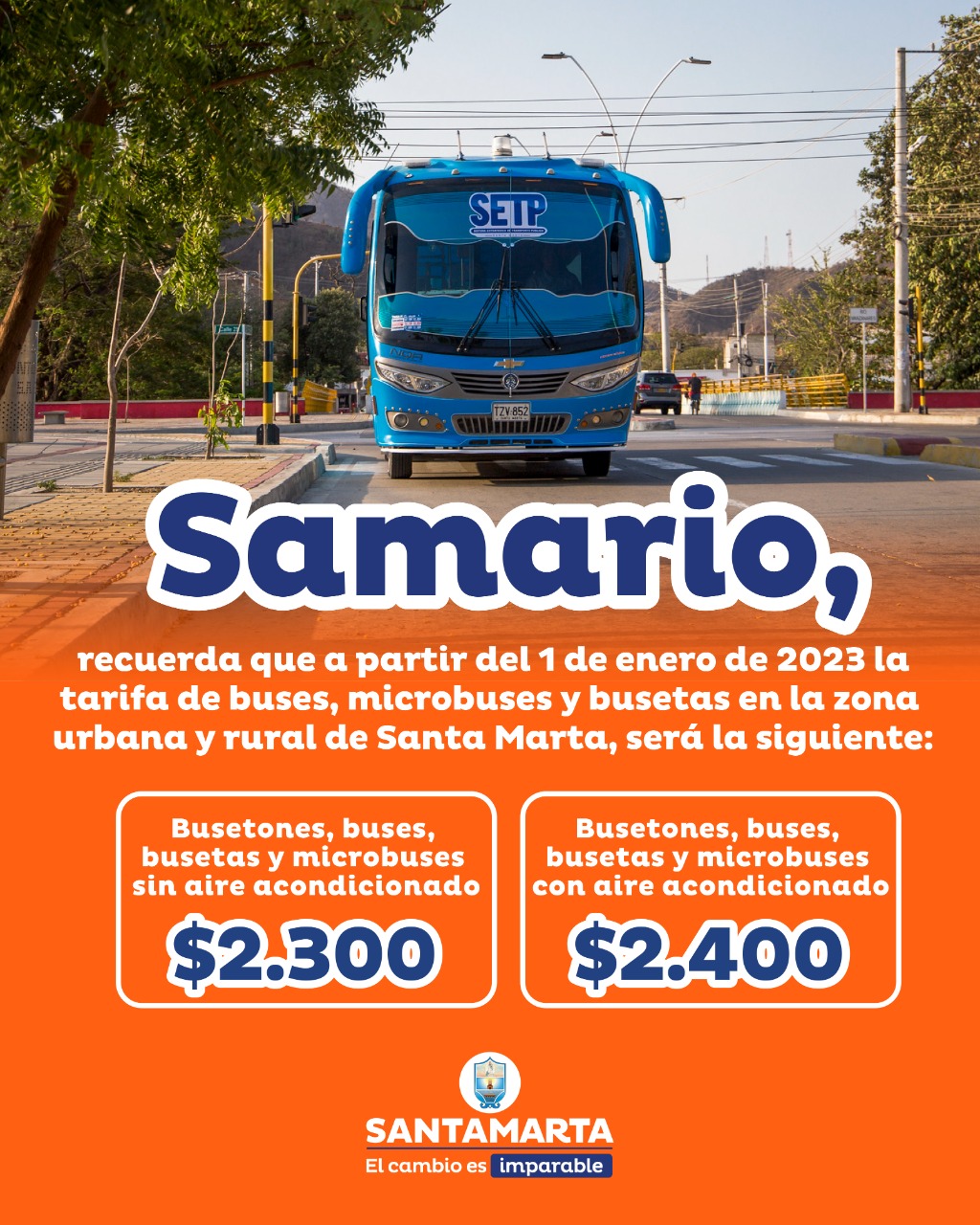 Desde 1 de enero rige la nueva tarifa de transporte público en Santa Marta