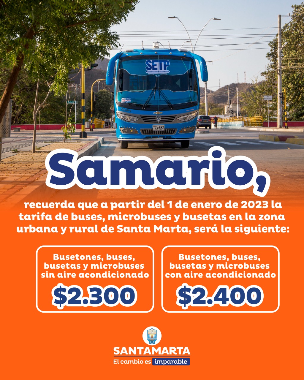 Desde 1 de enero rige la nueva tarifa de transporte público en Santa Marta  | Alcaldía Distrital de Santa Marta