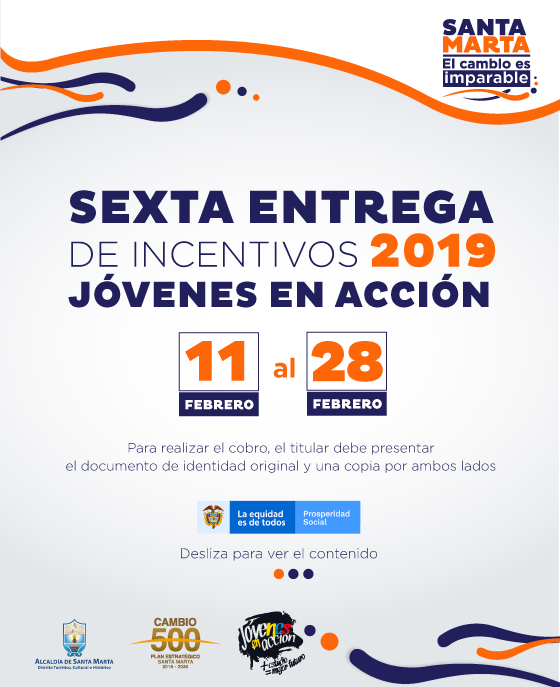 Alcaldía habilita14 puntos para la sexta entrega de incentivos a beneficiarios del programa Jóvenes en Acción Alcaldía habilita14 puntos para la sexta entrega de incentivos a beneficiarios del programa Jóvenes en Acción