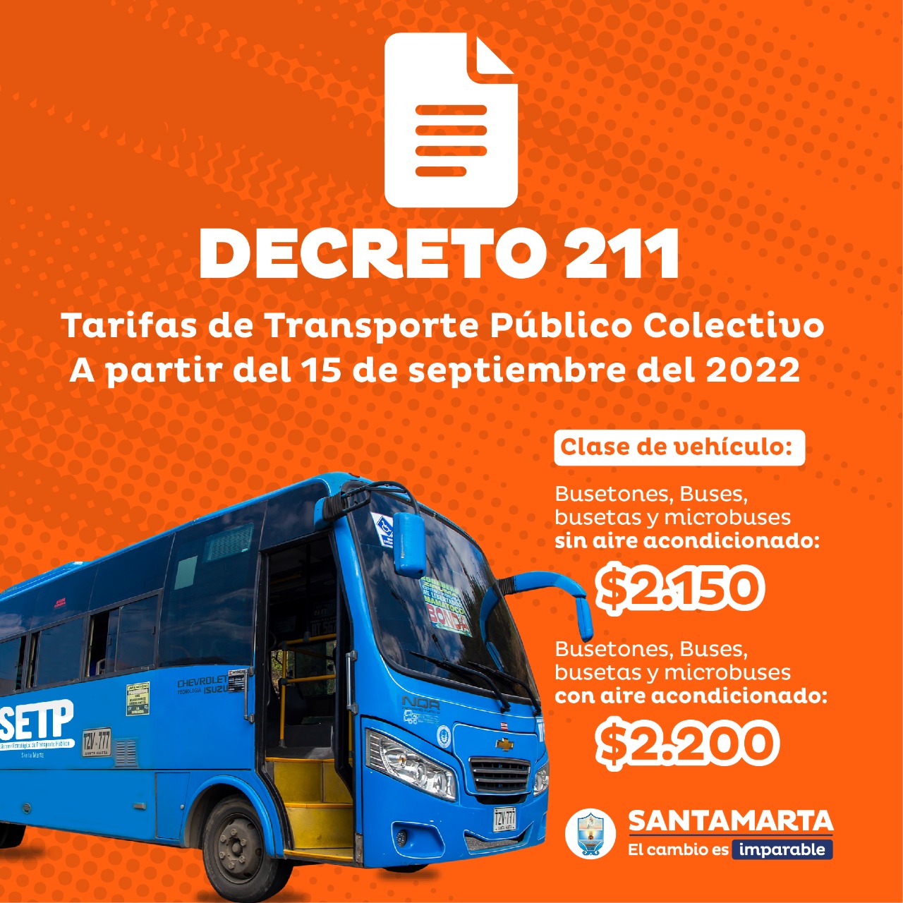 Distrito actualiza tarifa del transporte público colectivo de pasajeros