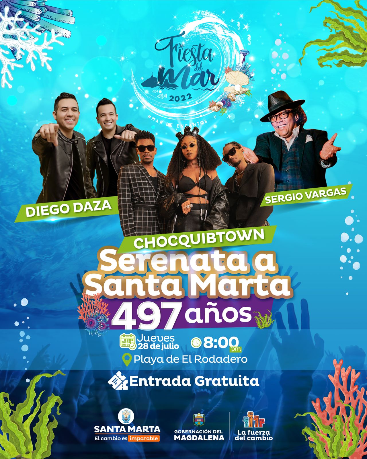 A ritmo de Diego Daza, Chocquibtown y Sergio Vargas Santa Marta celebra sus  497 años de fundación | Alcaldía Distrital de Santa Marta