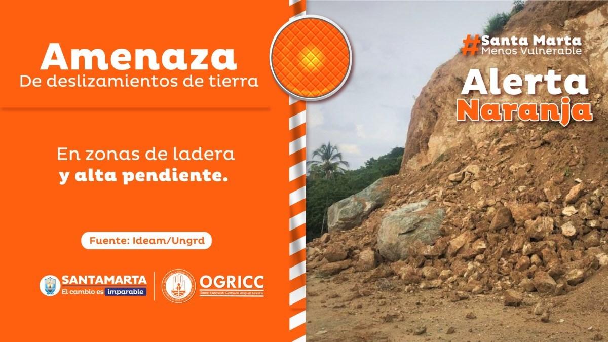 Persiste la alerta naranja por amenaza de crecientes súbitas y deslizamientos en Santa Marta