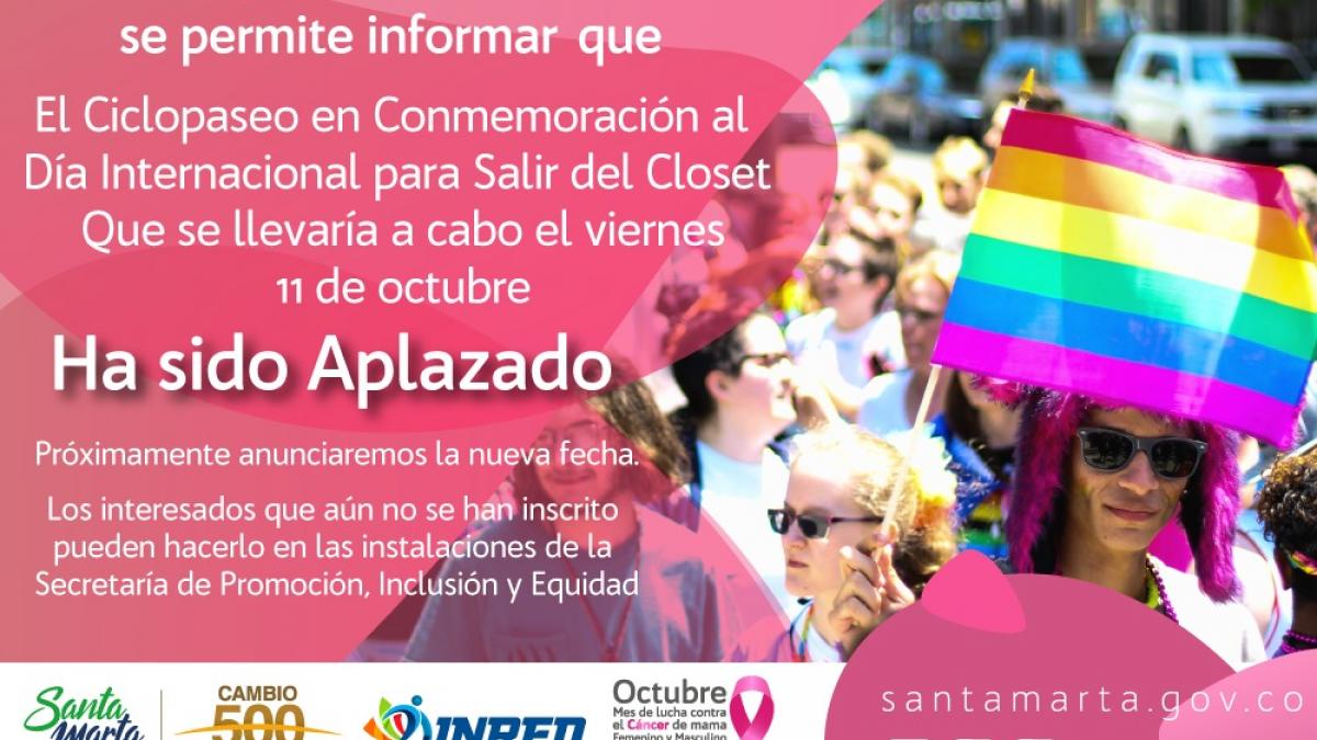 Aplazado Ciclopaseo en conmemoración del Día Internacional para Salir del Closet