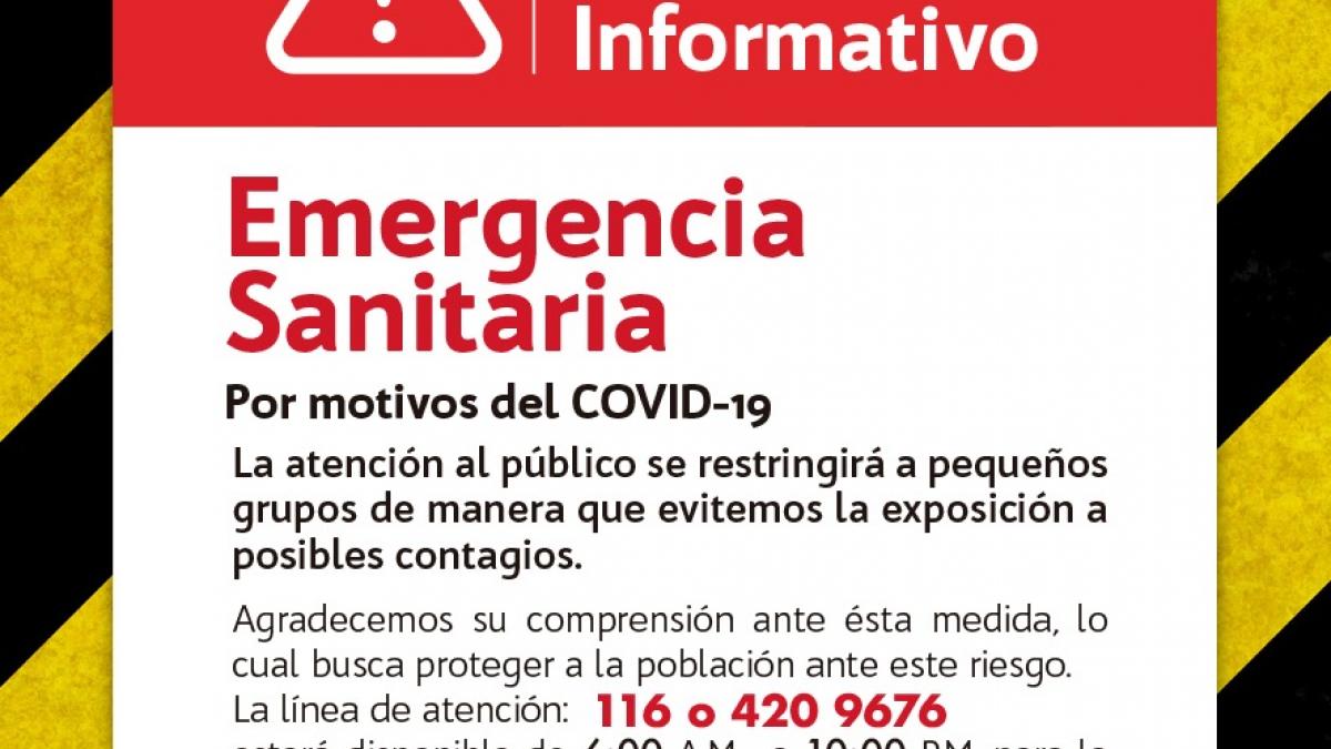 Restringida atención al público por el COVID-19