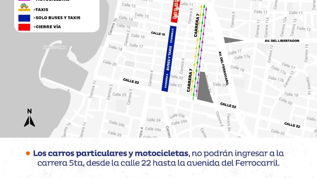 Alcaldía dispone modificaciones viales en el centro de Santa Marta
