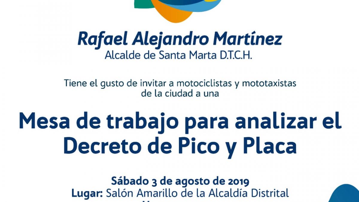 Alcalde Martínez liderará mesa ampliada con motociclistas y mototaxistas de Santa Marta