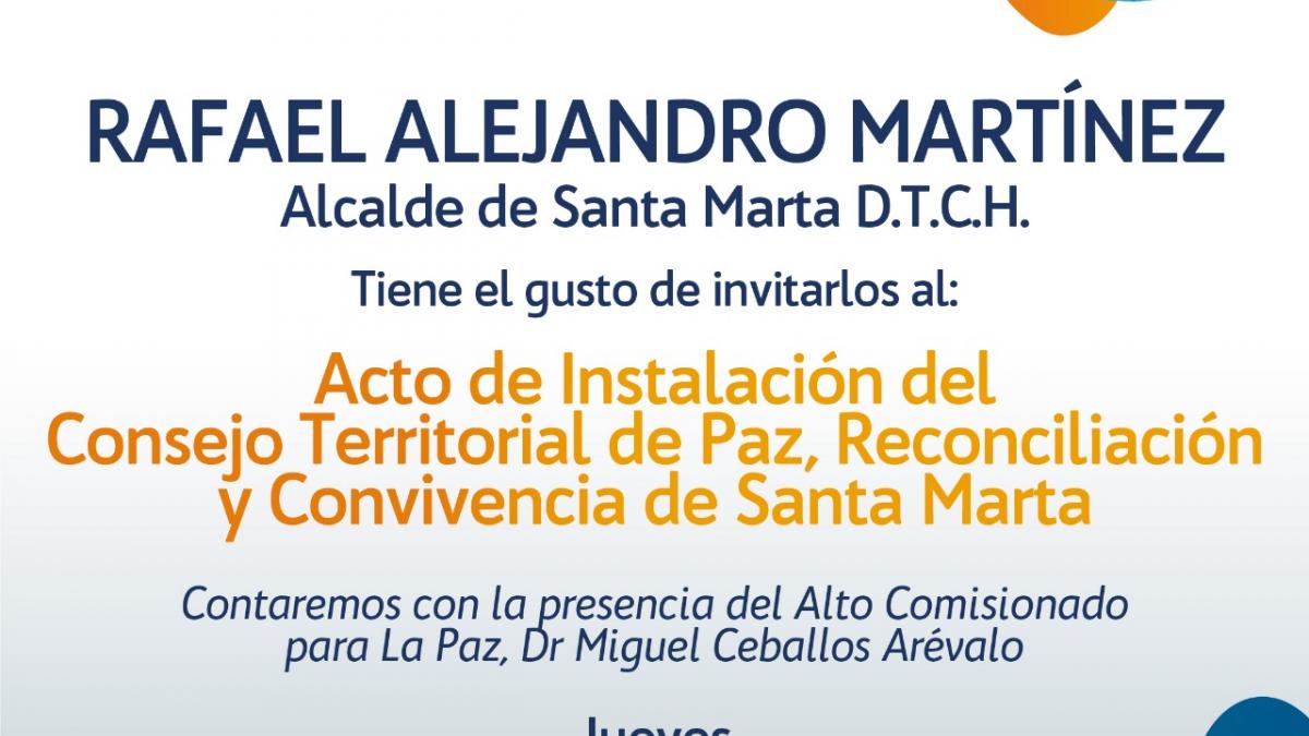 Alcaldía prepara Instalación del Consejo Territorial de Paz, Reconciliación y Convivencia de Santa Marta