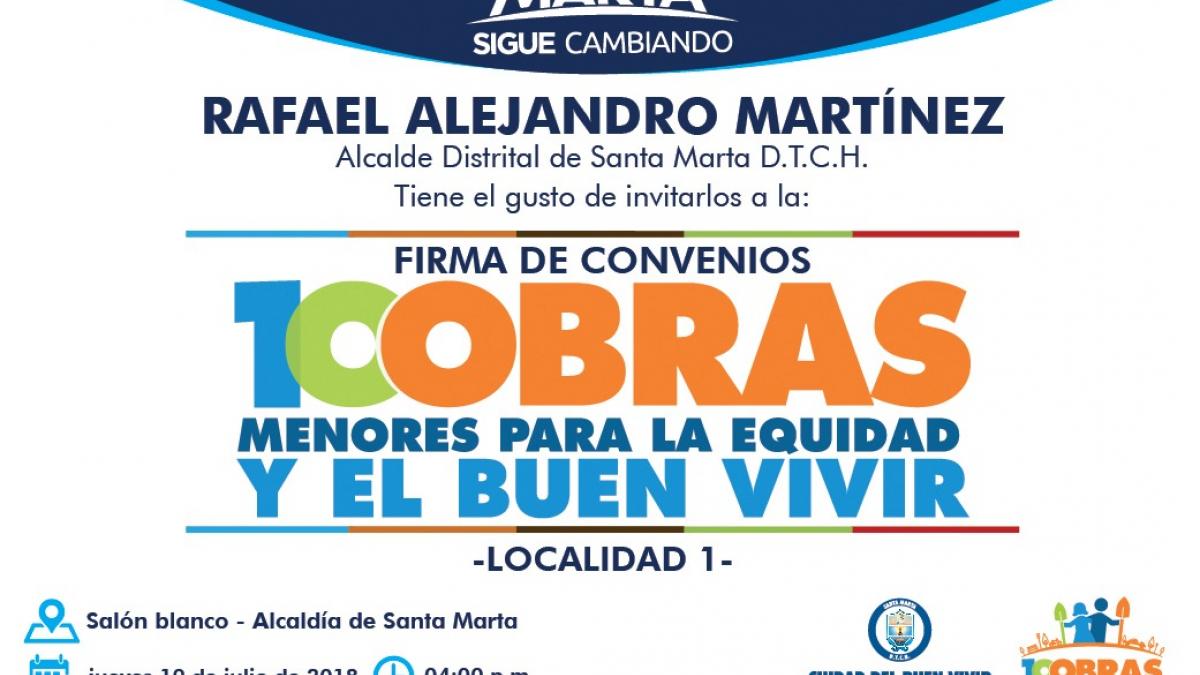 Alcalde Martínez firmará convenios ‘100 Obras Menores para la Equidad y el Buen Vivir’