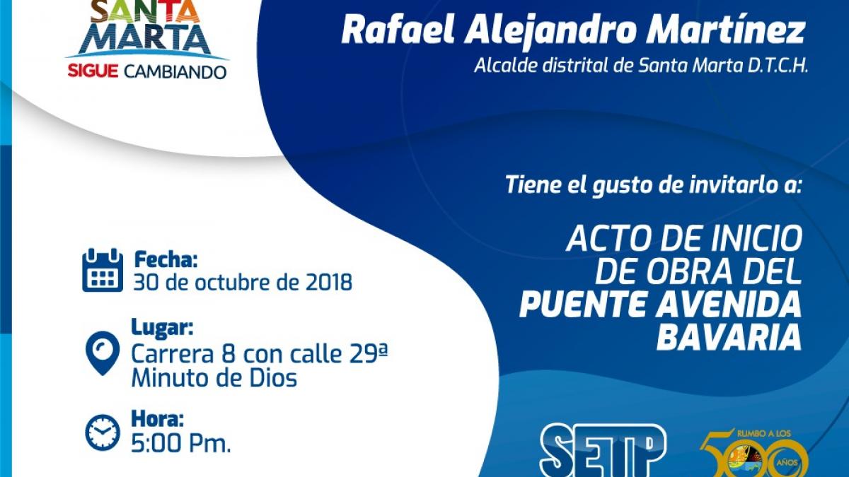 Invitación al acto de inicio de obra del puente avenida Bavaria