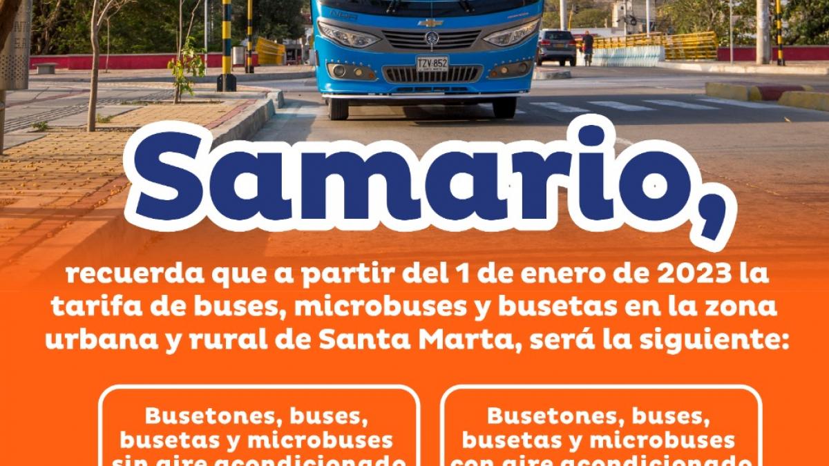 Desde 1 de enero rige la nueva tarifa de transporte público en Santa Marta