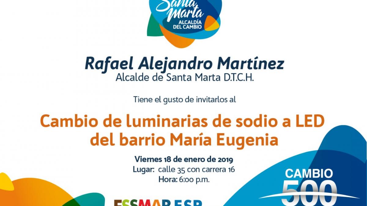 Alcalde Rafael Martínez entrega luminarias LED en María Eugenia