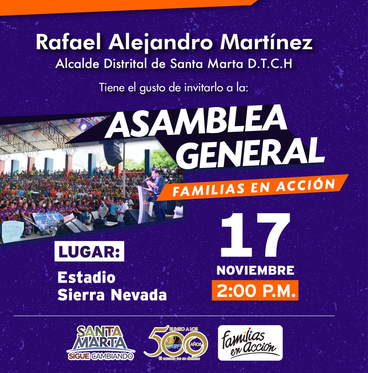 Distrito desarrollará Asamblea General de Familias en Acción