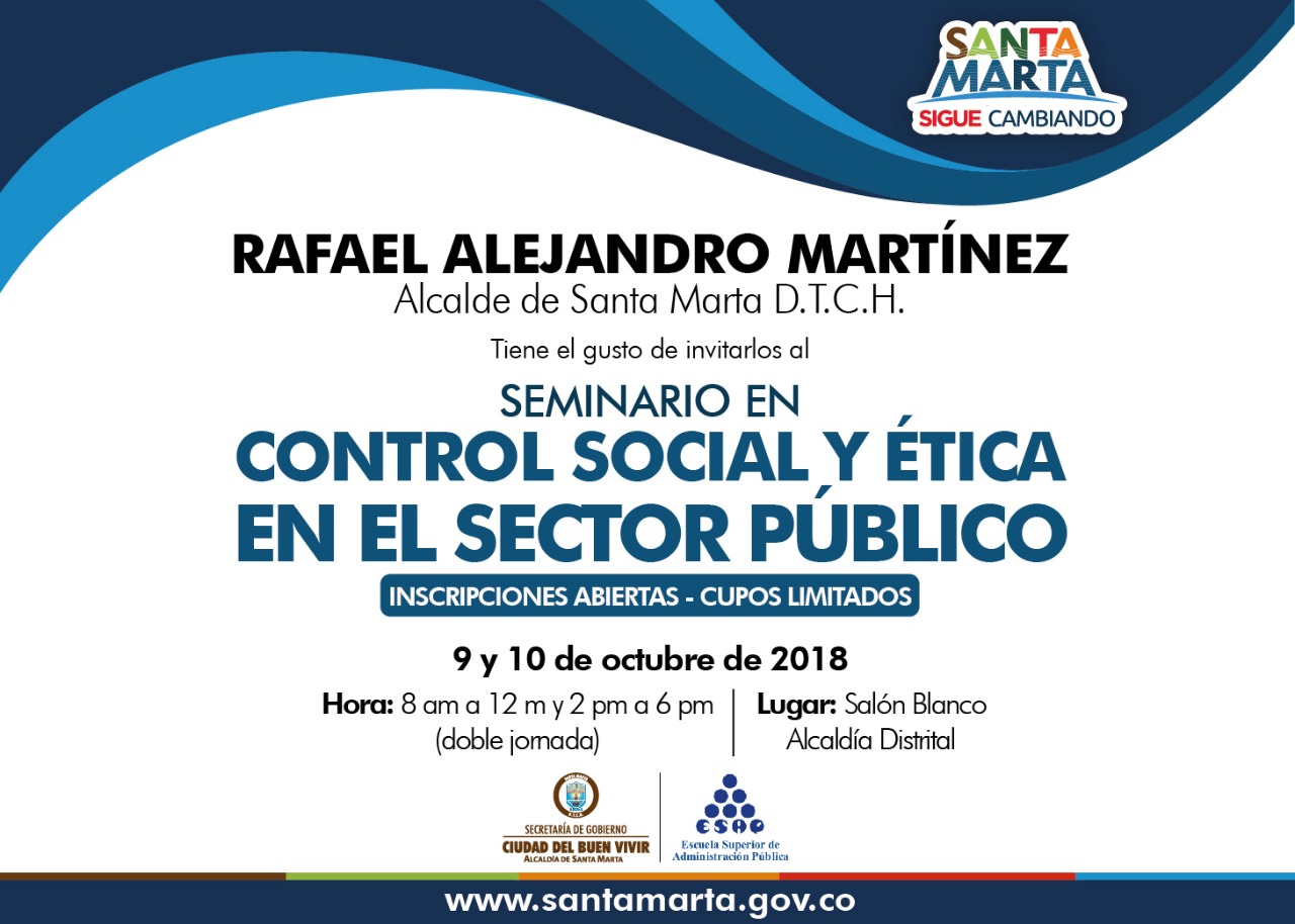 Abren inscripción en seminario sobre control social en el sector público para líderes